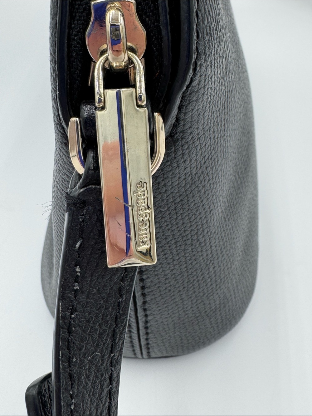 kate spade Black Cross-Grain Leather Crossbody w/ Gold Logo & Adjustable Strap - Picture 4 of 9